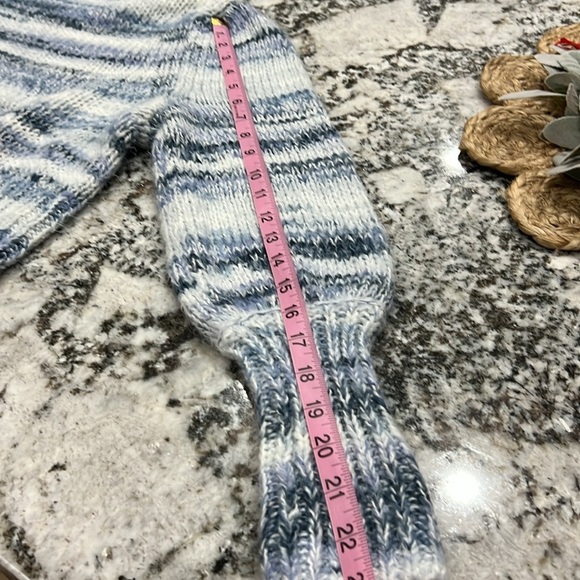 Sweater Cable Knit Blue Wild Fable Crop Winter Fuzzy Cozy Warm Vintage Chunky - Picture 10 of 10